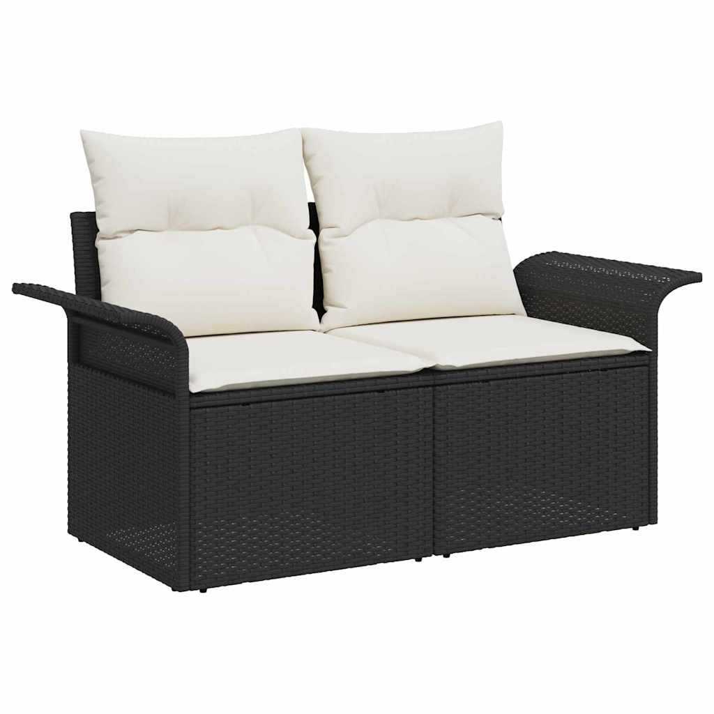 Conjunto de sofá de jardín con cojín 8 pcs Negro Poliratán
