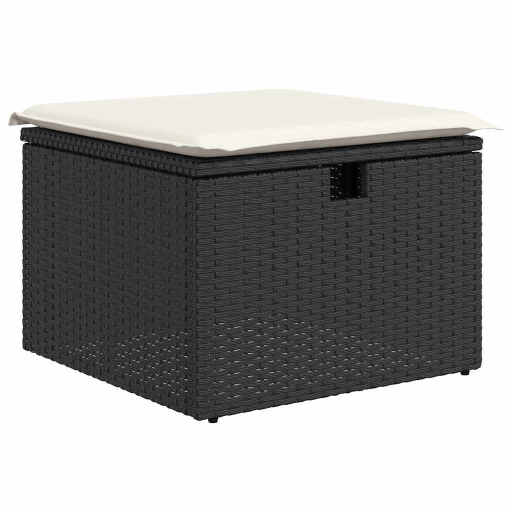 Conjunto de sofá de jardín con cojín 8 pcs Negro Poliratán