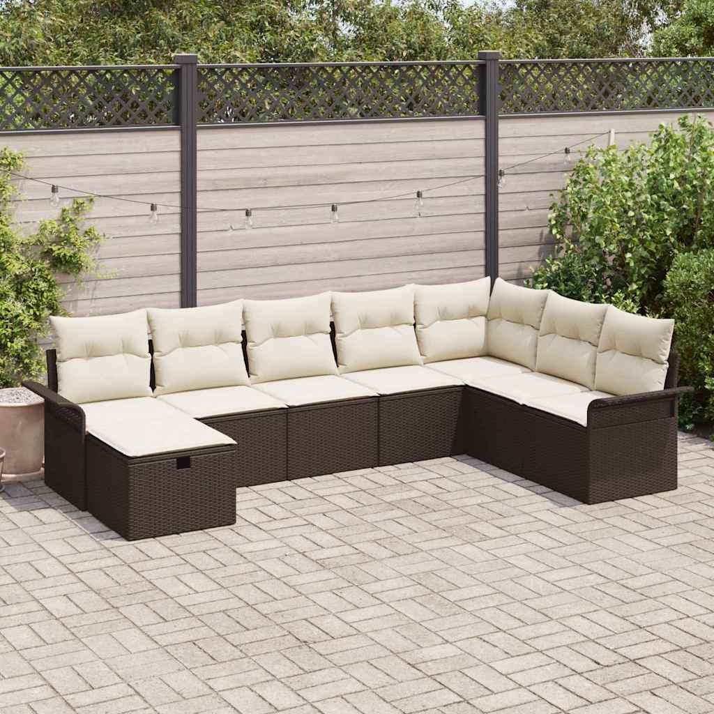 Conjunto de sofá de jardín con cojín 8 pcs Gris claro Poliratán