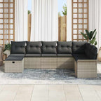 Conjunto de sofá de jardín con cojín 8 pcs Gris claro Poliratán