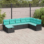 Garden Sofa Set with Cushions 8 pcs Black Poly Rattan