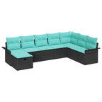 Conjunto de sofá de jardín con cojín 8 pcs Negro Poliratán