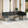Conjunto de sofá de jardín con cojín 9 pcs Gris claro Poliratán