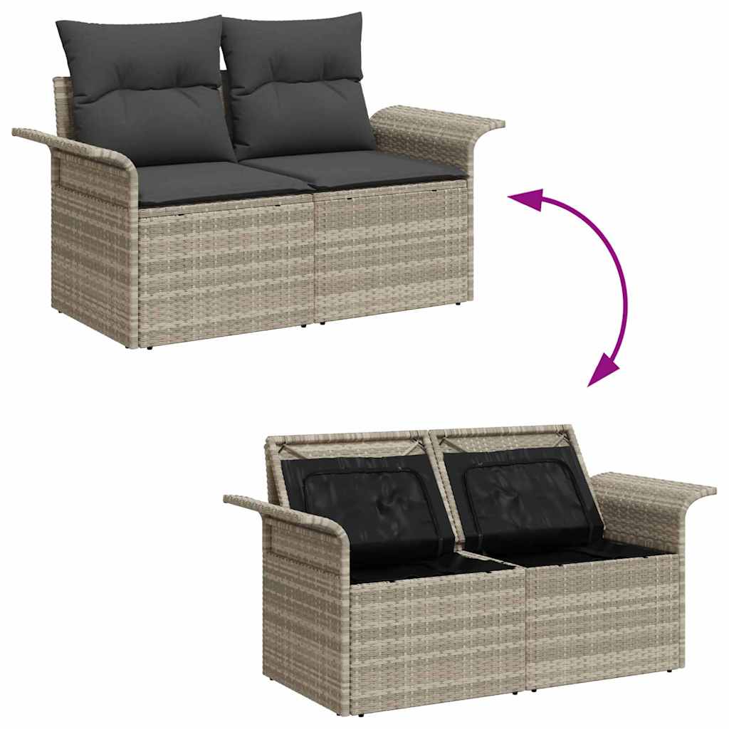 Conjunto de sofá de jardín con cojín 9 pcs Gris claro Poliratán