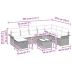 Conjunto de sofá de jardín con cojín 9 pcs Gris claro Poliratán