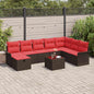 Garden Sofa Set with Cushions 8 pcs Black Poly Rattan