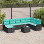 Garden Sofa Set with Cushions 8 pcs Black Poly Rattan