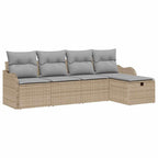 Conjunto de sofá de jardín con cojín 5 pcs Beige Poliratán