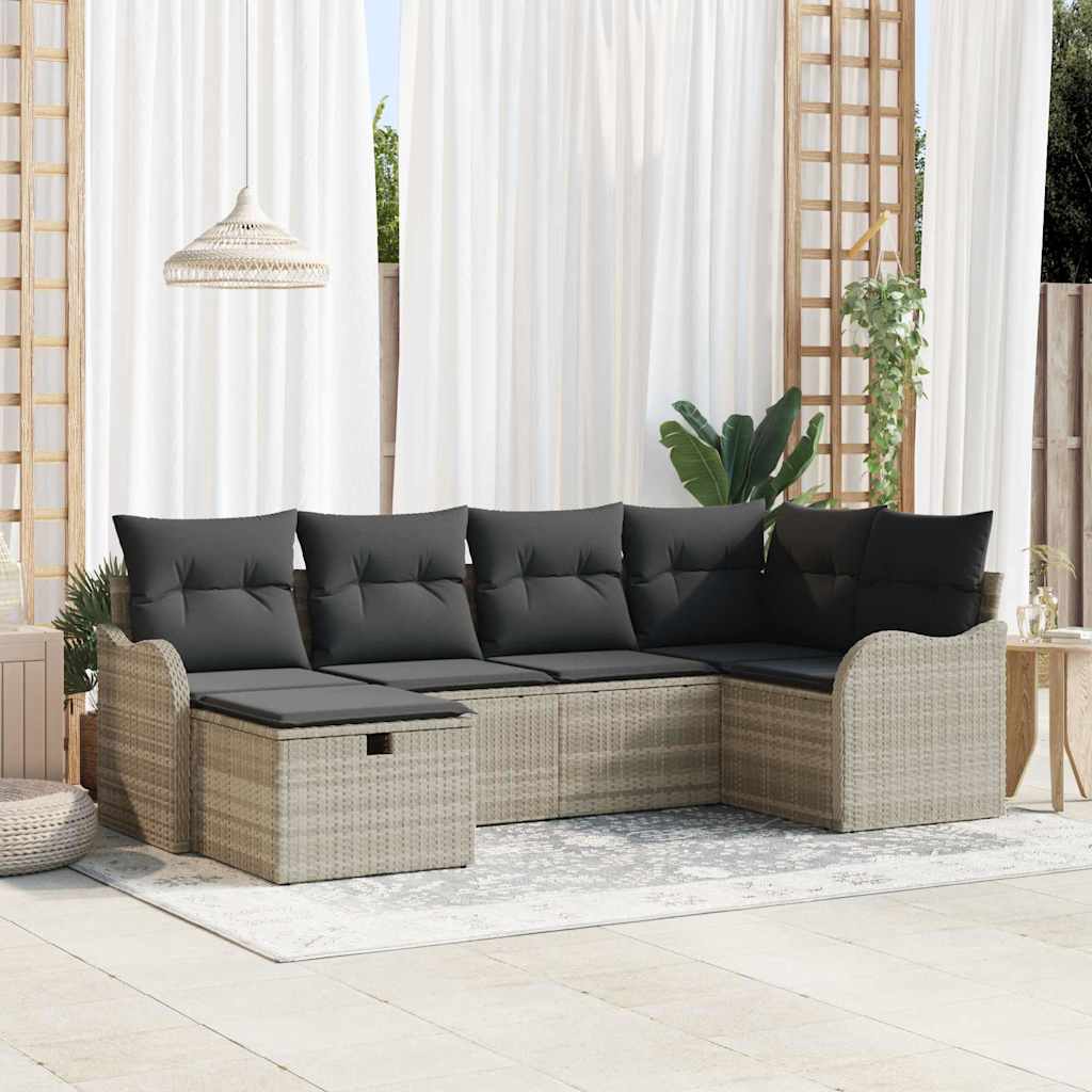 Conjunto de sofá de jardín con cojín 11 pcs Beige Poliratán
