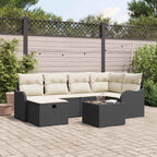 Conjunto de sofá de jardín con cojín 7 pcs Negro Poliratán