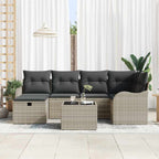 Conjunto de sofá de jardín con cojín 7 pcs Gris claro Poliratán