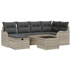 Conjunto de sofá de jardín con cojín 7 pcs Gris claro Poliratán