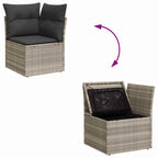 Conjunto de sofá de jardín con cojín 7 pcs Gris claro Poliratán