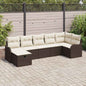 7-piece Garden Sofa Set with Cushions Beige Poly Rattan
