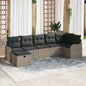 7-piece Garden Sofa Set with Cushions Beige Poly Rattan