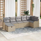 7-piece Garden Sofa Set with Cushions Beige Poly Rattan