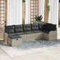 7-piece Garden Sofa Set with Cushions Beige Poly Rattan