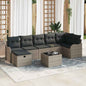 7-piece Garden Sofa Set with Cushions Beige Poly Rattan