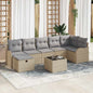7-piece Garden Sofa Set with Cushions Beige Poly Rattan