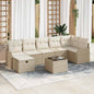7-piece Garden Sofa Set with Cushions Beige Poly Rattan