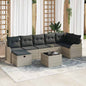 7-piece Garden Sofa Set with Cushions Beige Poly Rattan