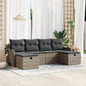 Conjunto de sofá de jardim 6 peças Bege vime sintético
