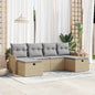 Conjunto de sofá de jardim 6 peças Bege vime sintético