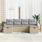 Conjunto de sofá de jardín 6 pcs Beige ratán sintético