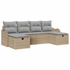 Conjunto de sofá de jardín 6 pcs Beige ratán sintético