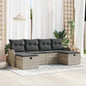 Conjunto de sofá de jardim 6 peças Bege vime sintético