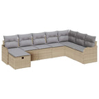 Conjunto de sofá de jardín con cojín 8 pcs Beige Poliratán
