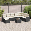 Conjunto de sofá de jardín con cojín 9 pcs Negro Poliratán