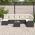 Conjunto de sofá de jardín con cojín 9 pcs Negro Poliratán