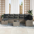 Conjunto de sofá de jardín con cojín 9 pcs Gris Poliratán