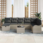 Conjunto de sofá de jardín con cojín 9 pcs Gris claro Poliratán