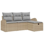 Conjunto de sofá de jardín 4 pcs Beige ratán sintético
