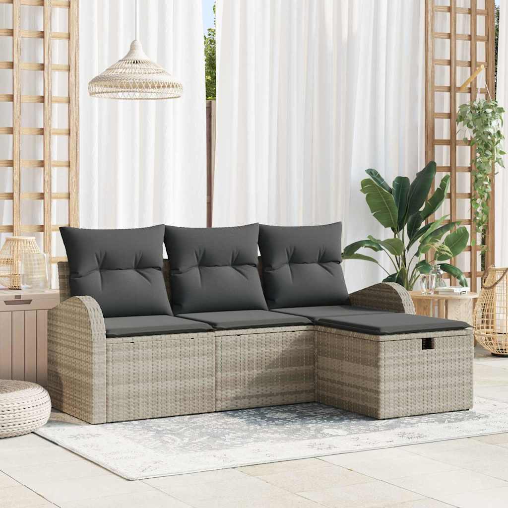 4-piece Garden Sofa Set Beige Synthetic Rattan