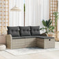 Conjunto de sofá de jardim 4 peças Bege vime sintético