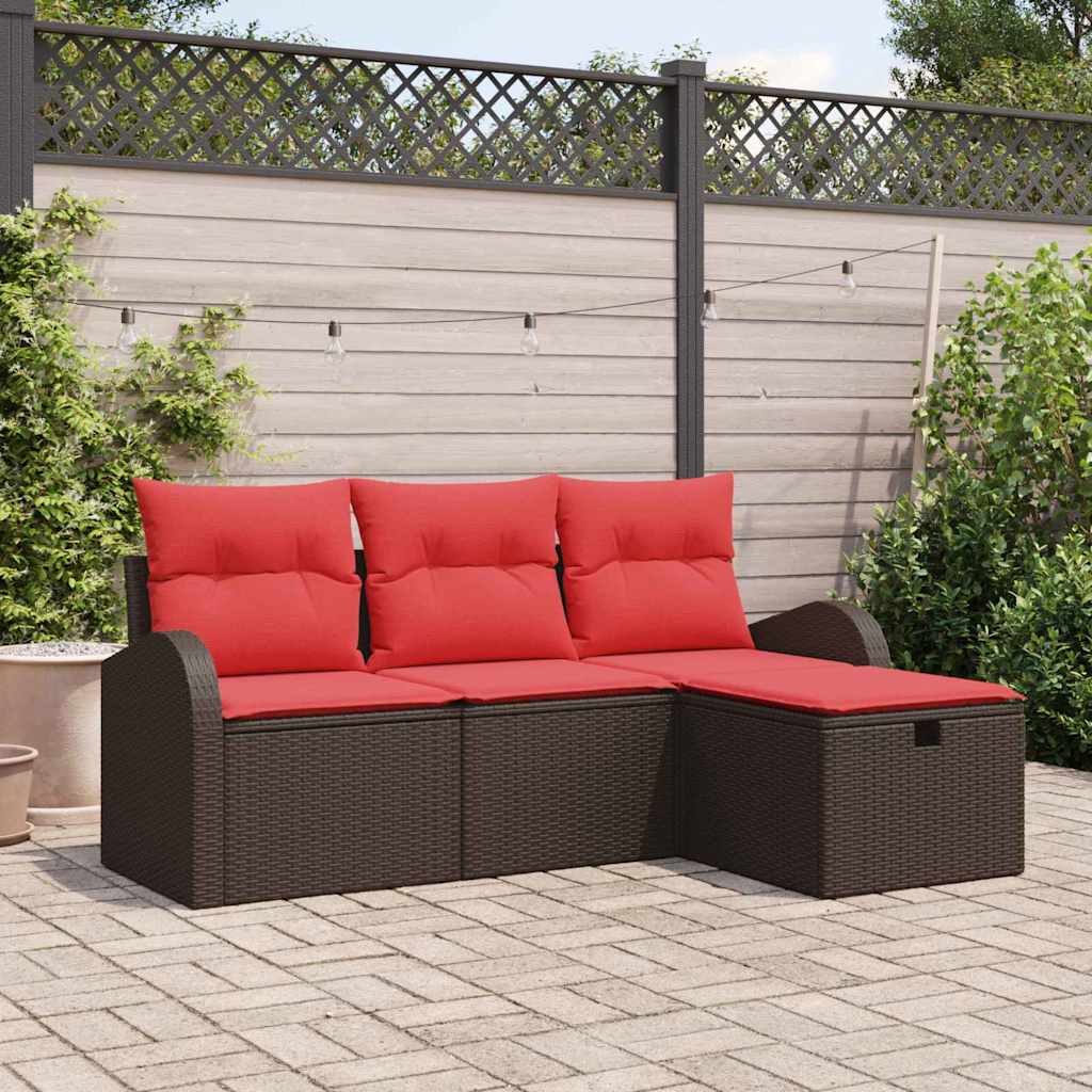 Conjunto de sofá de jardín 13 pcs Beige ratán sintético