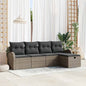 Conjunto de Sofás de Jardim com Almofadões 5 pçs Bege Polirratão