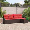 5-piece garden sofa set Brown poly rattan