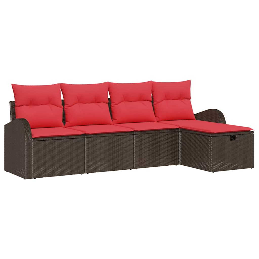 5-piece garden sofa set Brown poly rattan