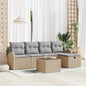 Conjunto de Sofás de Jardim com Almofadões 5 pçs Bege Polirratão