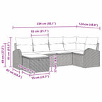 Conjunto de sofá de jardín con cojín 6 pcs Beige Poliratán