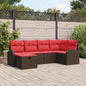 Conjunto de sofá de jardín 6 pcs Marrón ratán sintético