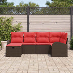 Conjunto de sofá de jardín 6 pcs Marrón ratán sintético