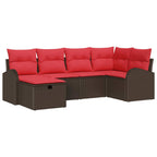 Conjunto de sofá de jardín 6 pcs Marrón ratán sintético