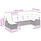 Conjunto de sofá de jardín con cojín 7 pcs Gris ratán sintético