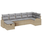Conjunto de sofá de jardín 7 pcs Beige ratán sintético