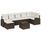 Conjunto de sofá de jardín con cojín 8 pcs Marrón Poliratán